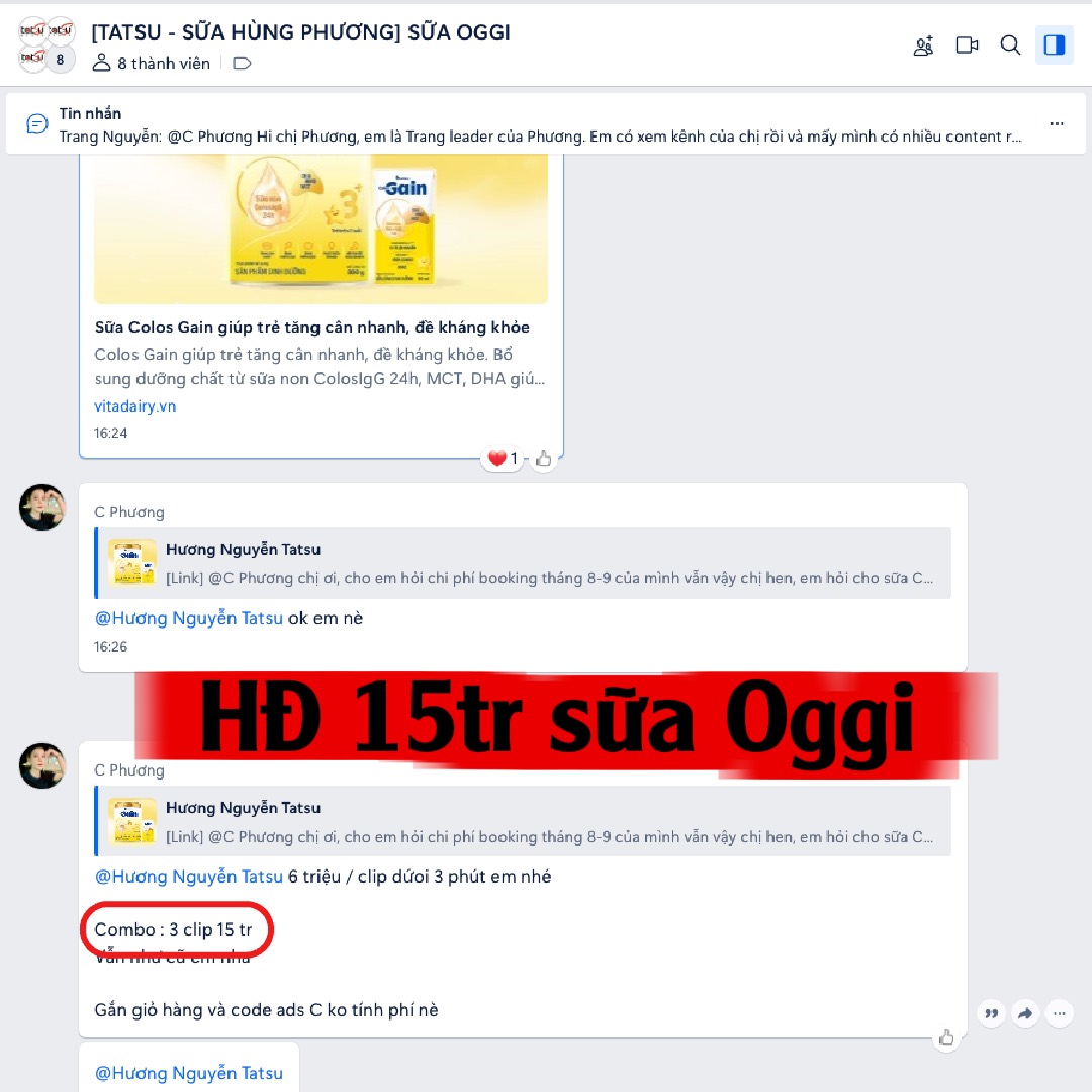 Hợp đồng 15 triệu sữa Oggi