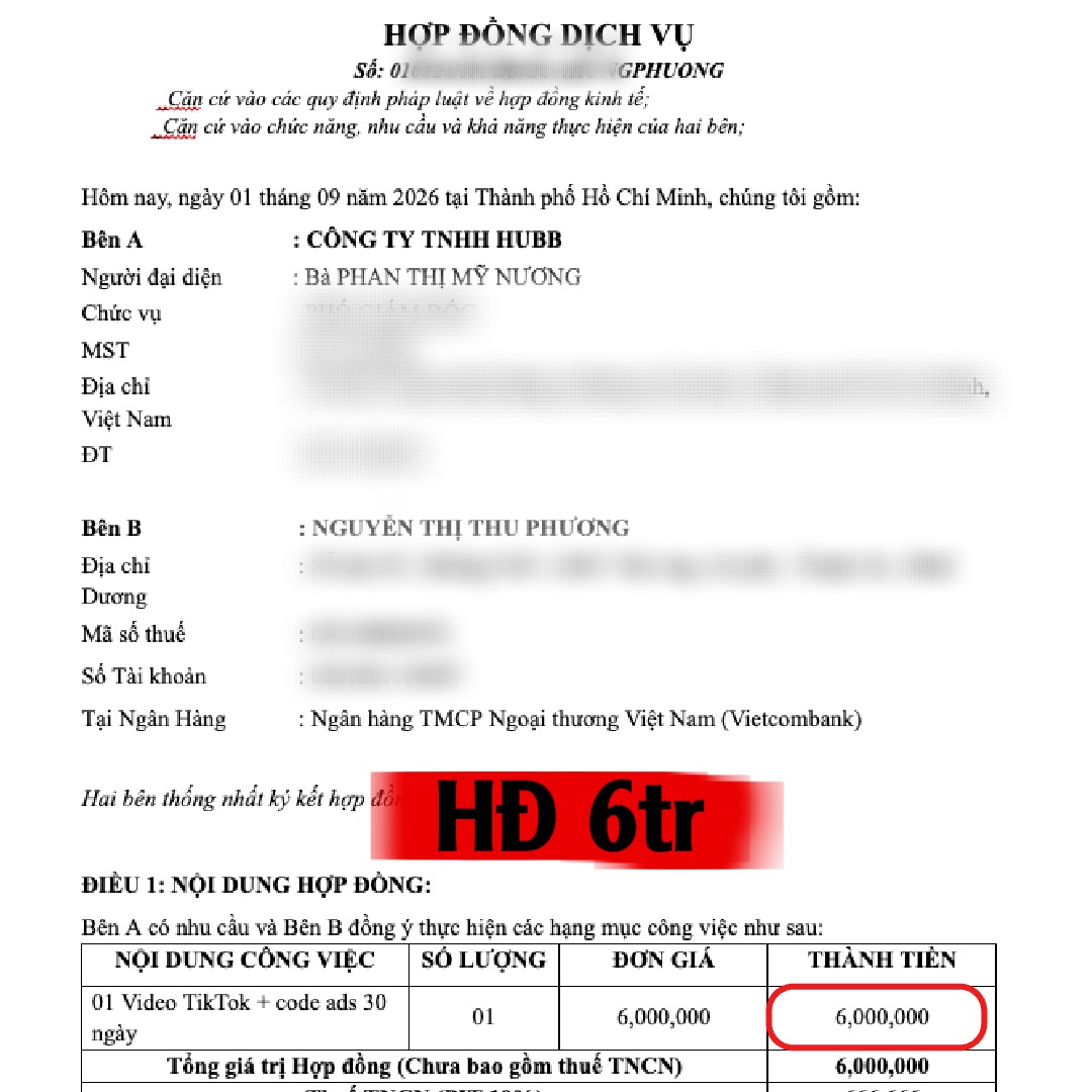 Hợp đồng dịch vụ 6 triệu